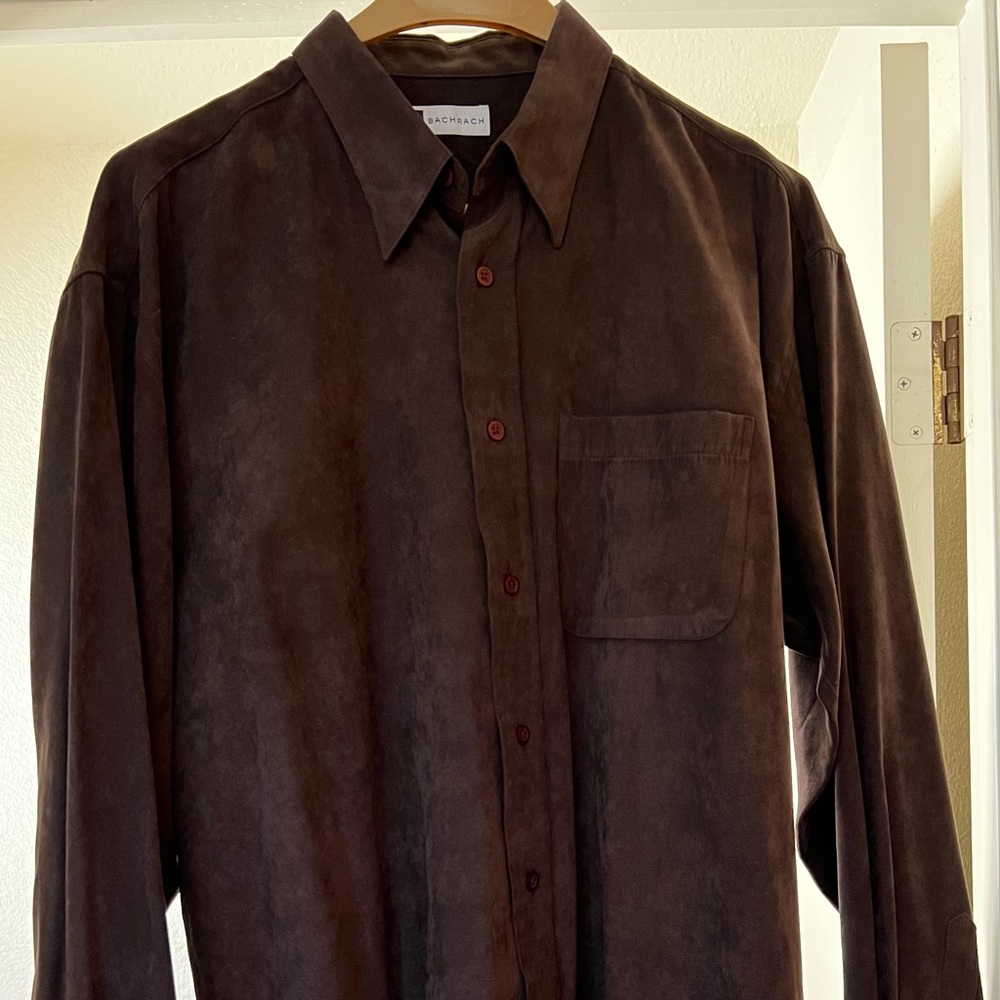 A Bachrach brown lightweight faux suede shirt jacket